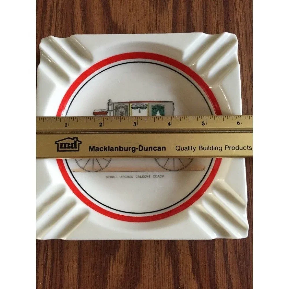 Vintage Porcelain Ashtray Scroll-Arched Caleche Coach‎ Executive Line 6” Square